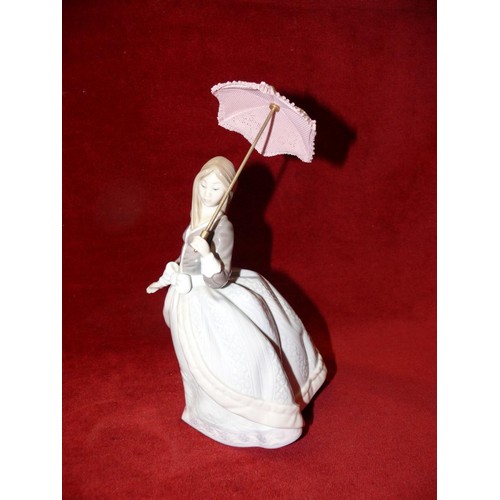 4 - Lladro 'Angela' girl with parasol porcelain figurine. #5211 75B23M