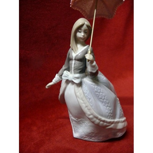 4 - Lladro 'Angela' girl with parasol porcelain figurine. #5211 75B23M