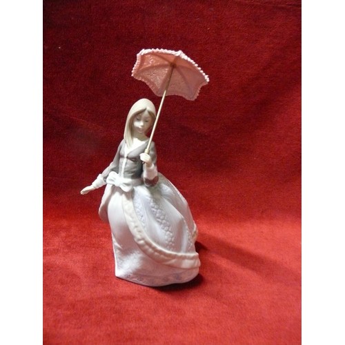 4 - Lladro 'Angela' girl with parasol porcelain figurine. #5211 75B23M