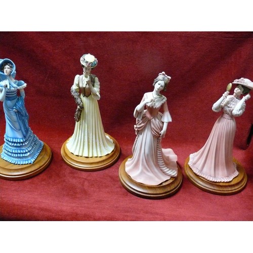 5 - Four Capo-di-monte Ipa porcelain women figurines:
1x Pink dress lady #215/1500
1x Blue dress lady wi... 