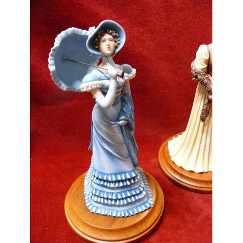 5 - Four Capo-di-monte Ipa porcelain women figurines:
1x Pink dress lady #215/1500
1x Blue dress lady wi... 