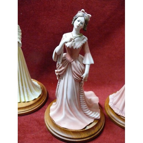 5 - Four Capo-di-monte Ipa porcelain women figurines:
1x Pink dress lady #215/1500
1x Blue dress lady wi... 