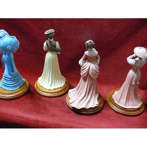 5 - Four Capo-di-monte Ipa porcelain women figurines:
1x Pink dress lady #215/1500
1x Blue dress lady wi... 