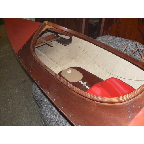 418 - Vintage Swift skin on frame kayak, with wire operated foot pedal rudder and paddles.