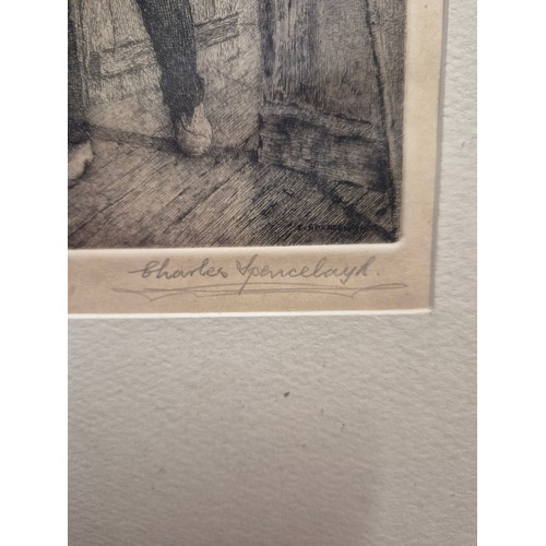 36 - 'Moving' - An early 20thC Etching by Charles Spencelayh, framed and signed by the artist in pencil. ... 