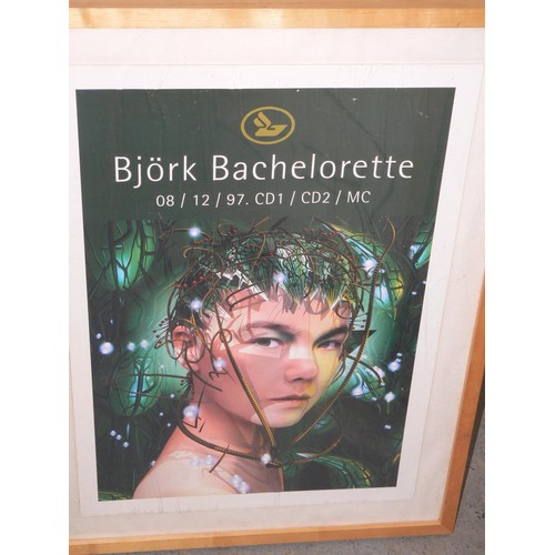 Pair of framed Bjork promotional music posters, for Bjork