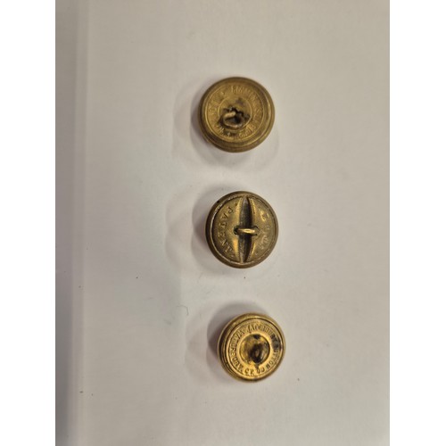 14D - 3x Steam Ship officers brass buttons.