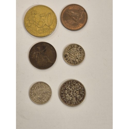 14G - Small collection of coins, including Festival of Britain crown piece in box.