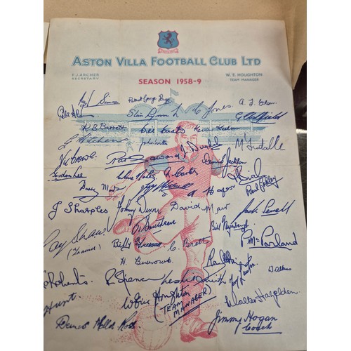 14I - 2x sheets of 1950's football signatures - Aston Villa and Blackpool, together with 3x tickets for To... 