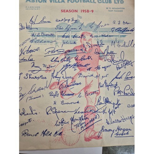 14I - 2x sheets of 1950's football signatures - Aston Villa and Blackpool, together with 3x tickets for To... 