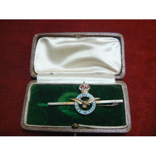 106G - RAF enamel bar brooch in the original box.