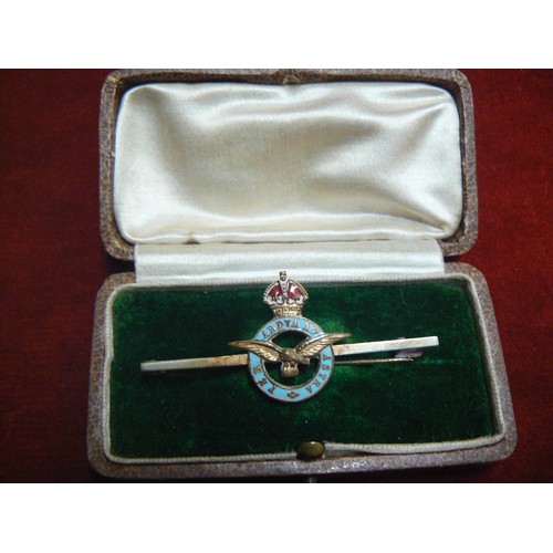 106G - RAF enamel bar brooch in the original box.