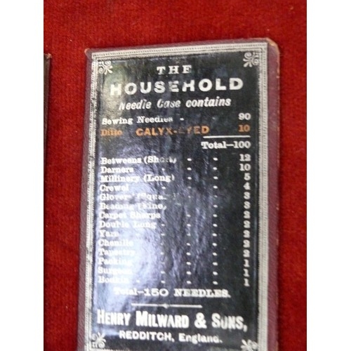 20 - The Household Needle Case from Henry Milward & Sons, Redditch. A maroon tooled leather and card need... 