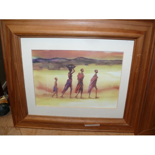 138 - PAIR OF PINE FRAMED AFRICAN PRINTS