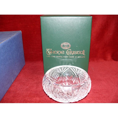 76 - A ROYAL SCOT CRYSTAL FRUIT BOWL AND A FINVOLA CRYSTAL BOWL BY TYRONE CRYSTAL BOTH WITH ORIGINAL BOXE... 