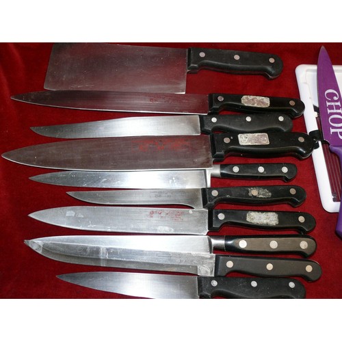 100 - A SET OF DENBY ROMANY CUTLERY PLUS A SELECTION OF VERY GOOD QUALITY KITCHEN KNIVES