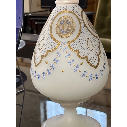 279 - TALL VICTORIAN HAND PAINTED FROSTED GLASS VASE