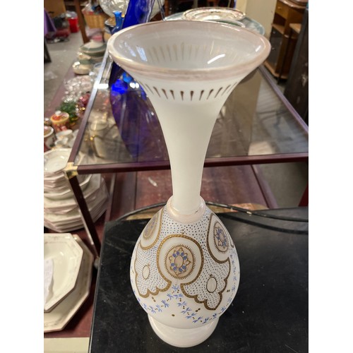 279 - TALL VICTORIAN HAND PAINTED FROSTED GLASS VASE