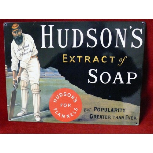 116 - NEW METAL WALL SIGN 'HUDSON'S EXTRACT OF SOAP'