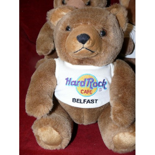 122 - A SET OF 7 HARD ROCK CAFE BEARS WITH VARIOUS PLACE NAMES