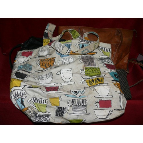 165 - LARGE BOX OF HANDBAGS ETC