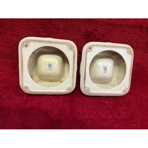 414 - Pair of vintage French ceramic bistro advertising ashtrays, modelled with relief lettering and round... 