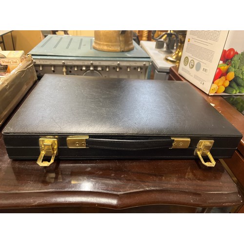 318 - BLACK CASED BACKGAMMON GAME