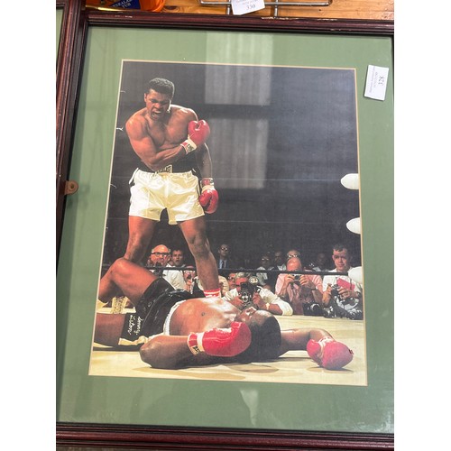 328 - 3 SPORTING PHOTOS IN MATCHING FRAMES, 2 OF MUHAMMAD ALI AND 1 PELE