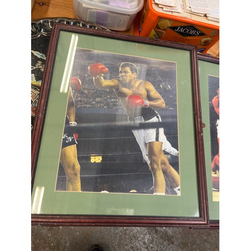 328 - 3 SPORTING PHOTOS IN MATCHING FRAMES, 2 OF MUHAMMAD ALI AND 1 PELE