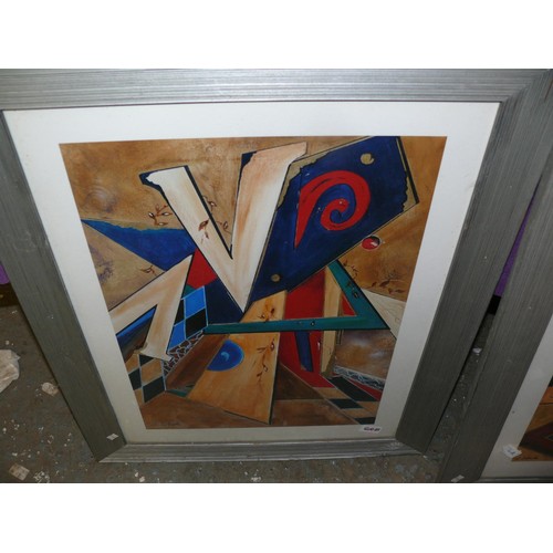 191 - A PAIR OF FRAMED AND GLAZED ABSTRACT PRINTS BY CLAUS SCHENK