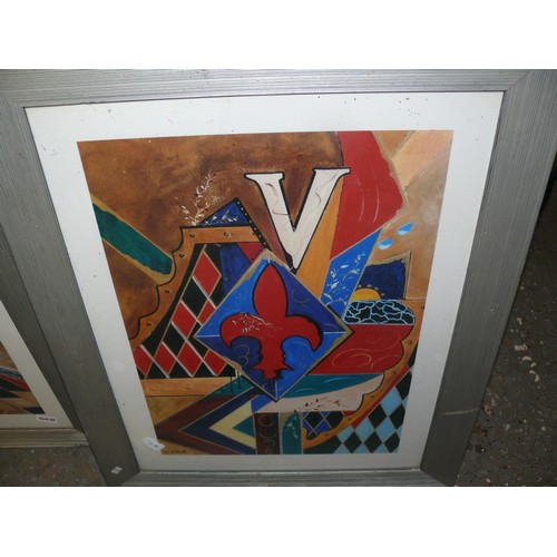 191 - A PAIR OF FRAMED AND GLAZED ABSTRACT PRINTS BY CLAUS SCHENK