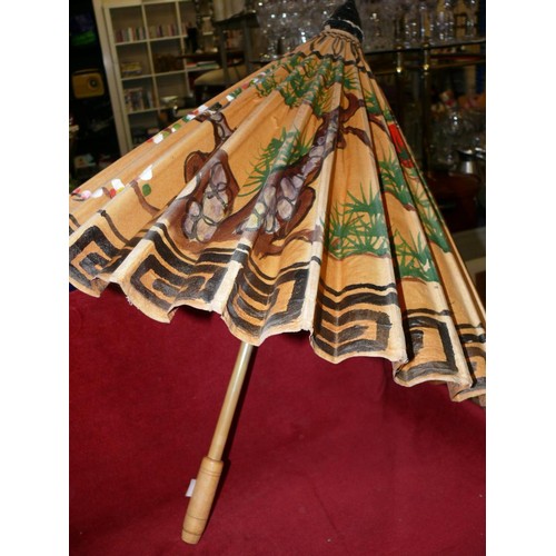 241 - 2 ORIENTAL PARASOLS WITH FLORAL DECORATION