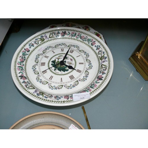 368 - A PORTMEIRION BOTANICAL GARDENS WALL CLOCK, ROYAL ALBERT OLD COUNTRY ROSES WALL CLOCK (NO MOVEMENT) ... 