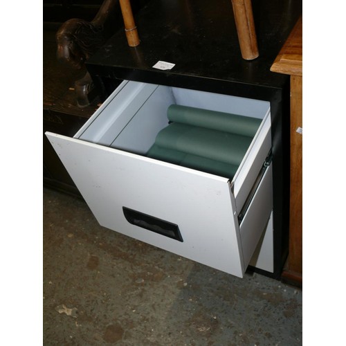 436 - METAL 2 DRAWER FILING CABINET IN BLACK & WHITE