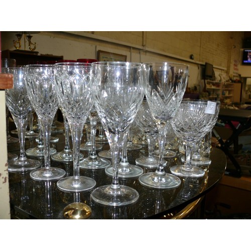 247 - COLLECTION OF CRYSTAL GLASSES TO INCLUDE 3 SETS OF 5 WINE, 3 BRANDY AND 4 WHISKY TUMBLERS