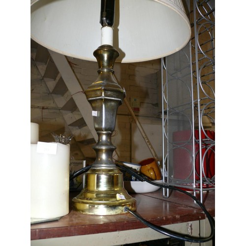 252 - VERY LARGE TABLE LAMP WITH BRASS BASE