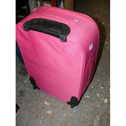 263 - 3 CASES 1 BY SKYROAD, 1 GREEN VANITY AND 1 PINK SUITCASE