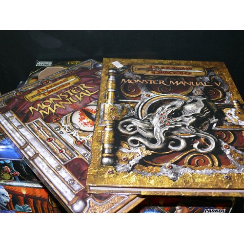 266 - DUNGEONS AND DRAGONS BOARD GAMES, 1 COMPLETE PLUS AN EXPANSION PACK AND 2 MONSTER MANUALS