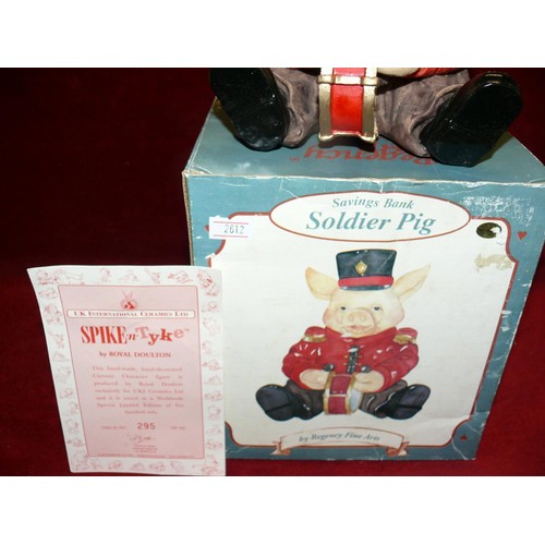 271 - REGENCY FINE ARTS SAVINGS BANK SOLDIER PIG WITH ORIGINAL BOX