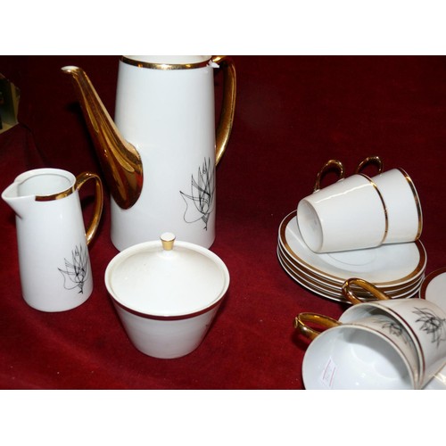 276 - EPIAG CZECHOSLOVAKIA COFFEE SET WITH COFFEE POT, SUGAR BOWL, MILK JUG AND 6 CUPS AND SAUCERS