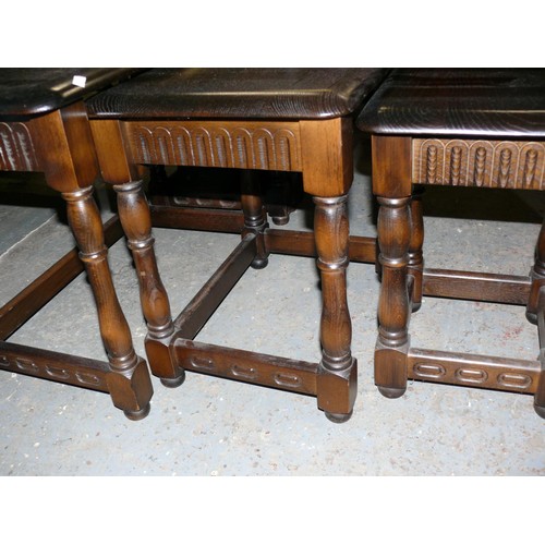 393 - NEST OF 3 DARK WOOD SIDE TABLES