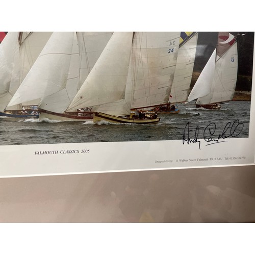 449 - FRAMED AND GLAZED PHOTO OF FALMOUTH CLASSICS 2005 SIGNED BY ANDY CAMPBELL