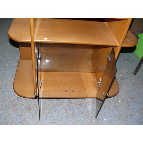 431 - RETRO DISPLAY CABINET WITH DRAWER AND 2 GLASS DOORS