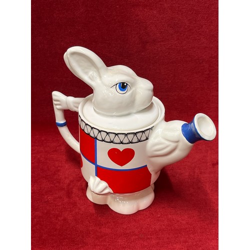 4 - WADE CERAMIC ALICE IN WONDERLAND WHITE RABBIT TEAPOT