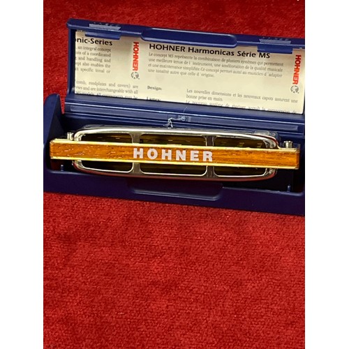 33 - HOHNER BLUE HARP HARMONICA IN F WITH PAPERWORK & ORIGINAL CASE