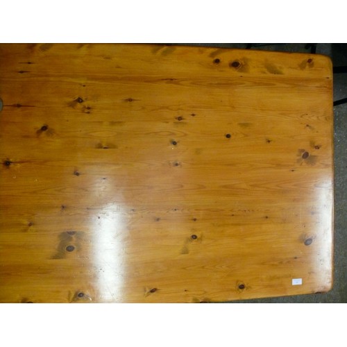 505 - VERY LARGE PINE FARMHOUSE TABLE 213CM X 91CM WITH TURNED LEGS