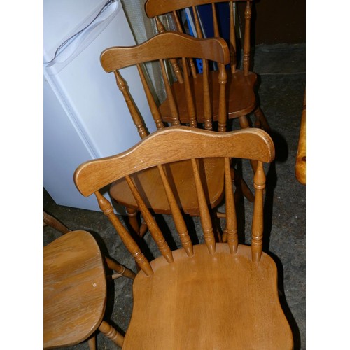 504 - 4 BEECH DINING CHAIRS WITH SPINDLE BACKS