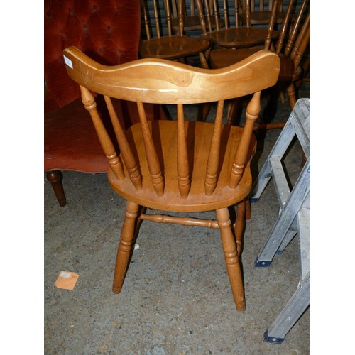 504 - 4 BEECH DINING CHAIRS WITH SPINDLE BACKS