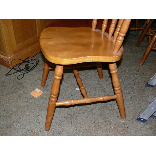 504 - 4 BEECH DINING CHAIRS WITH SPINDLE BACKS