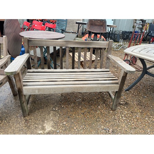 530 - LARGE WOODEN GARDEN BENCH WITH PLAQUE FOR HMS GANGES